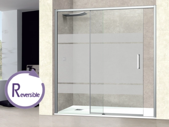 Paroi de douche coulissante, Largeur 180 à 200 cm, Hauteur 195 cm, verre sérigraphie semi opaque, sécurité et traité anti-calcaire STOCK DISPONIBLE livraison offerte et rapide.
